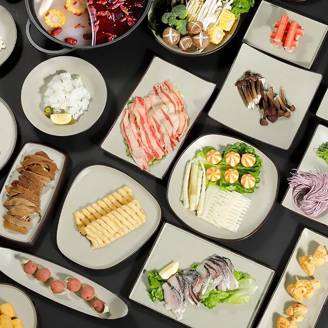 Набор столовой посуды из меламина Круглый и квадратный обеденный набор для отеля, прямые продажи с фабрики