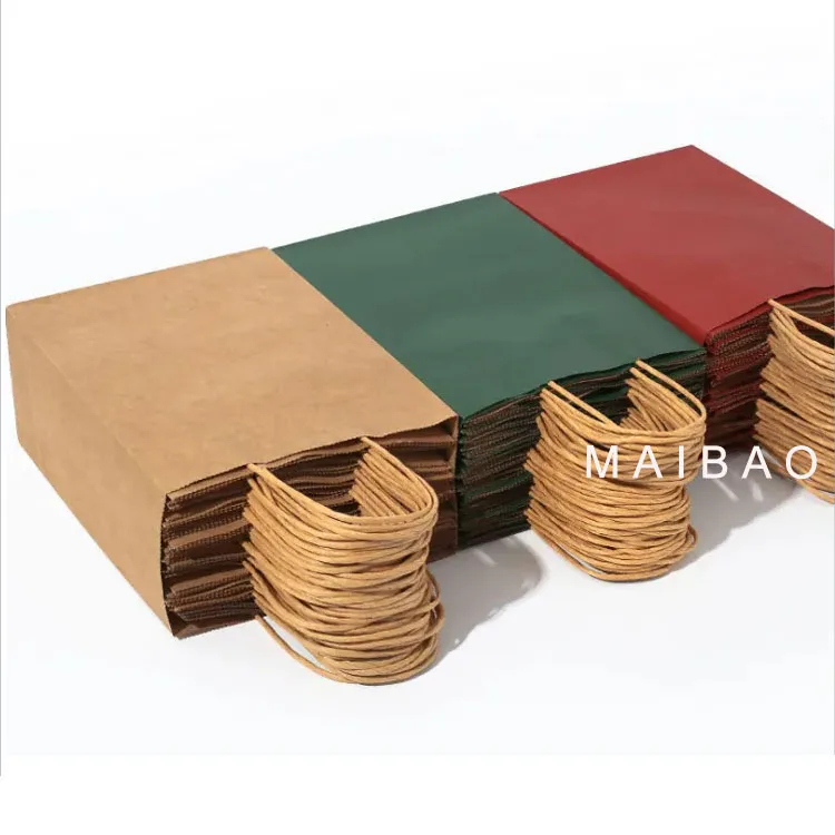 Пользовательская печать покупатель бумажный пакет бумажный пакет высококачественный крафт -бумажные пакеты с ручками