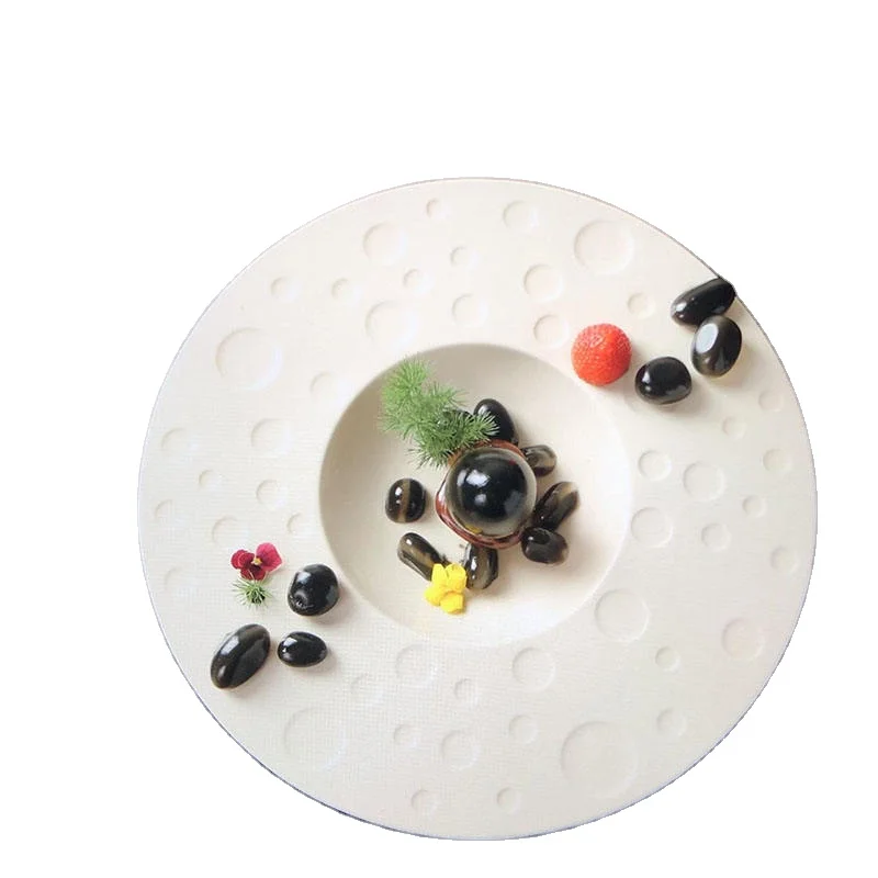 Чаочжоу керамическая белая фарфоровая обеденная тарелка Рождественская посуда Банкетные тарелки с широкими краями Ресторан для отелей