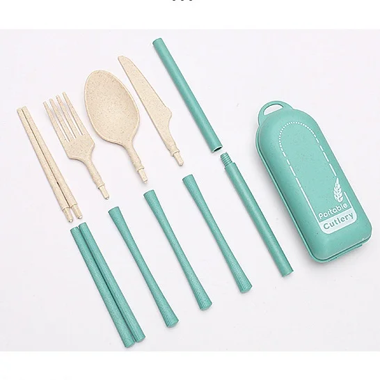 Изготовленный на заказ набор посуды из пшеничной соломы, многоразовый биоразлагаемый кухонный обеденный набор для оптовых заказов