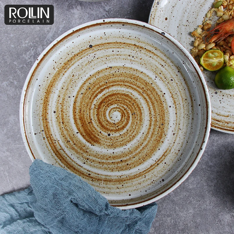 Керамическая посуда для ресторана под глазурованной обеденной тарелкой Кухонные принадлежности Фарфоровые тарелки Круглые обеденные тарелки