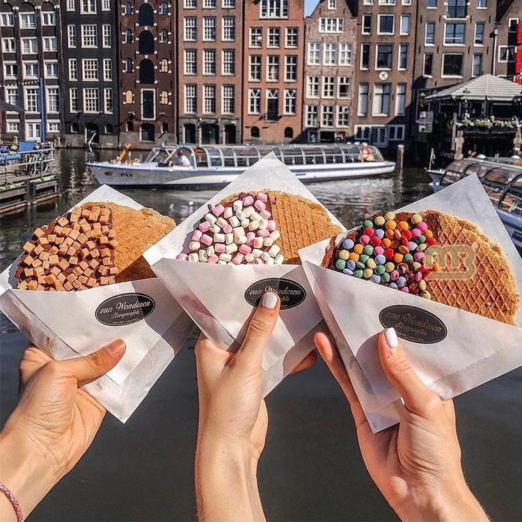 Оптовая продажа, маслостойкий L-образный пакет для пончиков, пищевое десертное печенье, вафельный бумажный пакет тайяки, жиронепроницаемый бумажный пакет для бургеров