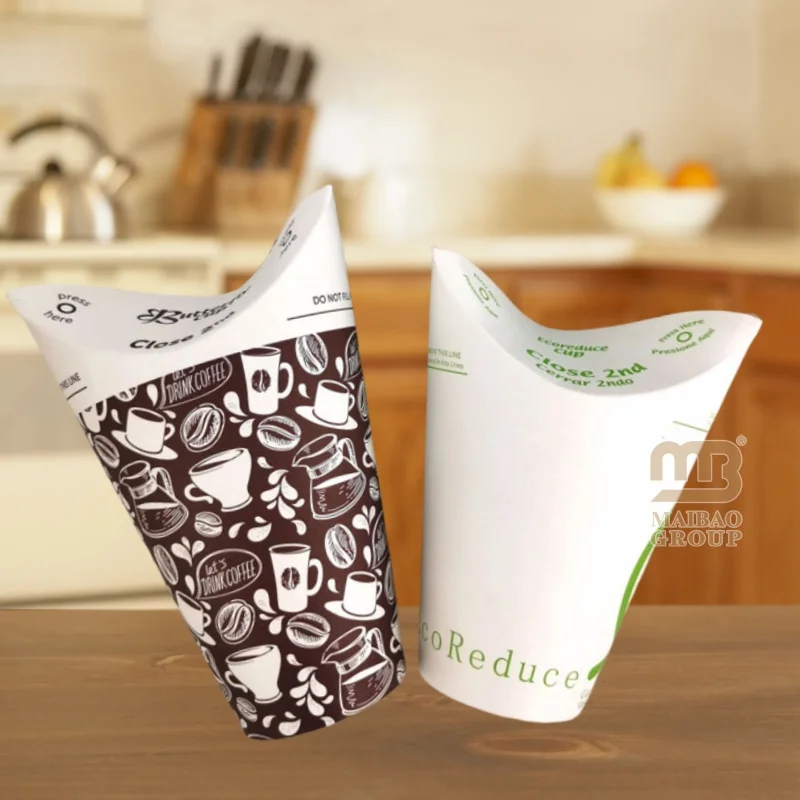 100% компостируемый бумажный стаканчик с крышкой для вторичной переработки чая, кофе и бабочки со встроенной складной крышкой