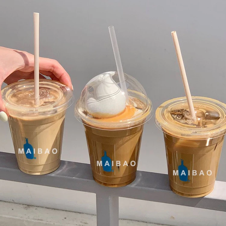 Оптовая продажа, изготовленный на заказ матовый прозрачный пластиковый стаканчик для домашних животных из полипропилена с плоскими крышками и соломинкой, 9 унций, 16 унций, 18 унций, 24 унции, пластиковые стаканчики для напитков, кофе