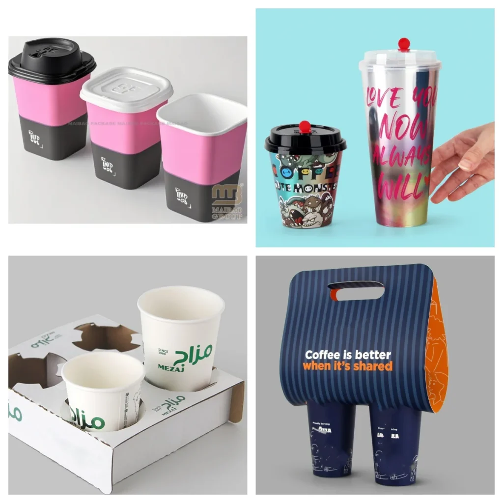 4 унции, 8 унций, 10 унций, 12 унций, 14 унций, 16 унций, 20 унций, 22 унции, бумажный стаканчик Pla с логотипом, одноразовый белый биоразлагаемый кофейный стаканчик из крафт-бумаги с крышкой