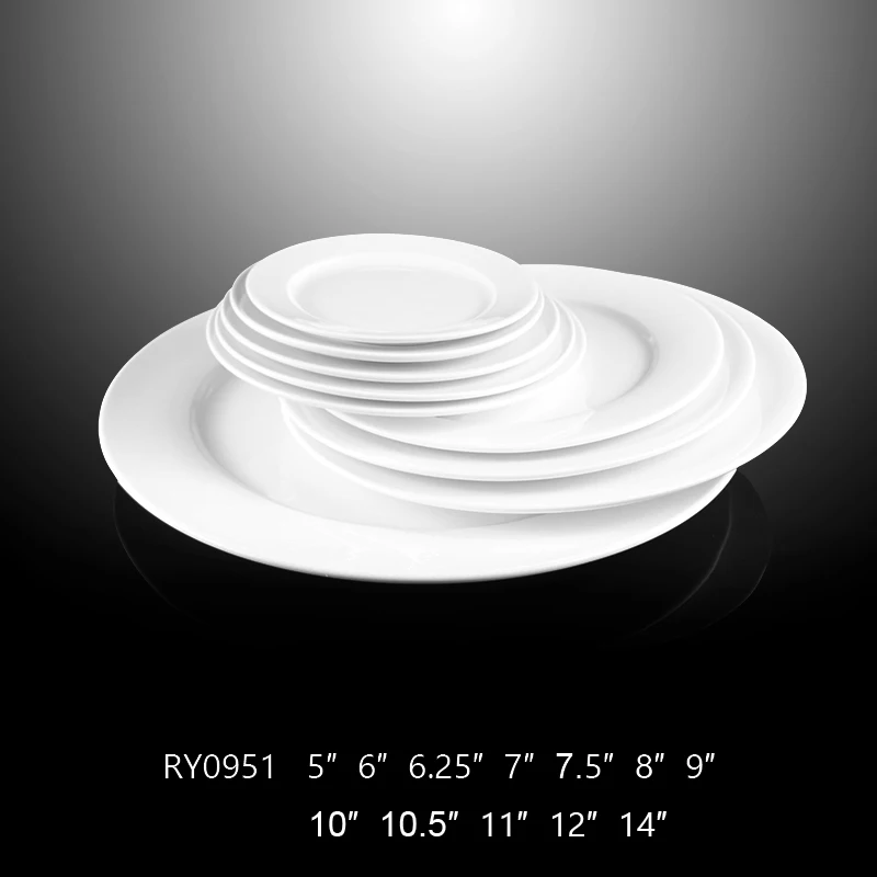 Горячие продажи в домашних условиях, наборы белых столовых тарелок, керамические тарелки для шведского стола для общественного питания