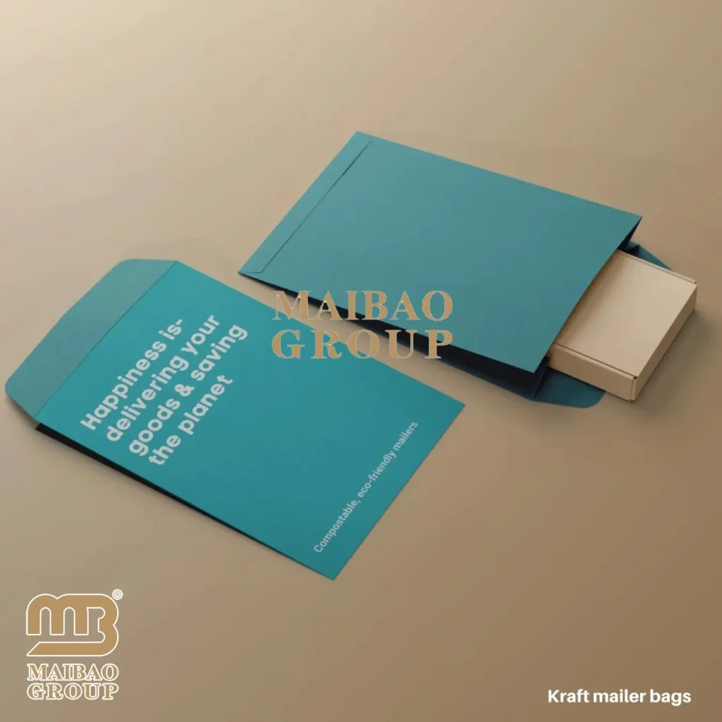 Индивидуальный синий большой компостируемый переработанный жесткий прочный ремесленный костюм с боковой ластовицей из жесткого картона, крафт-бумаги, почтовый мешок