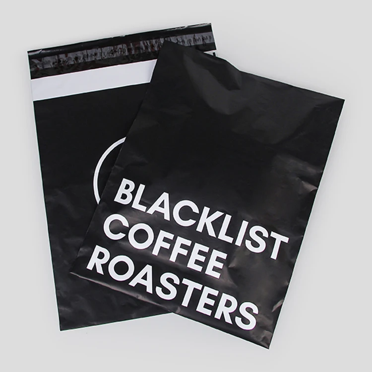 Экспресс-переработанные черные курьерские сумки с принтом логотипа на заказ, посылка для доставки одежды, конверт, полиэтиленовая почтовая сумка, почтовая сумка из полиэтилена