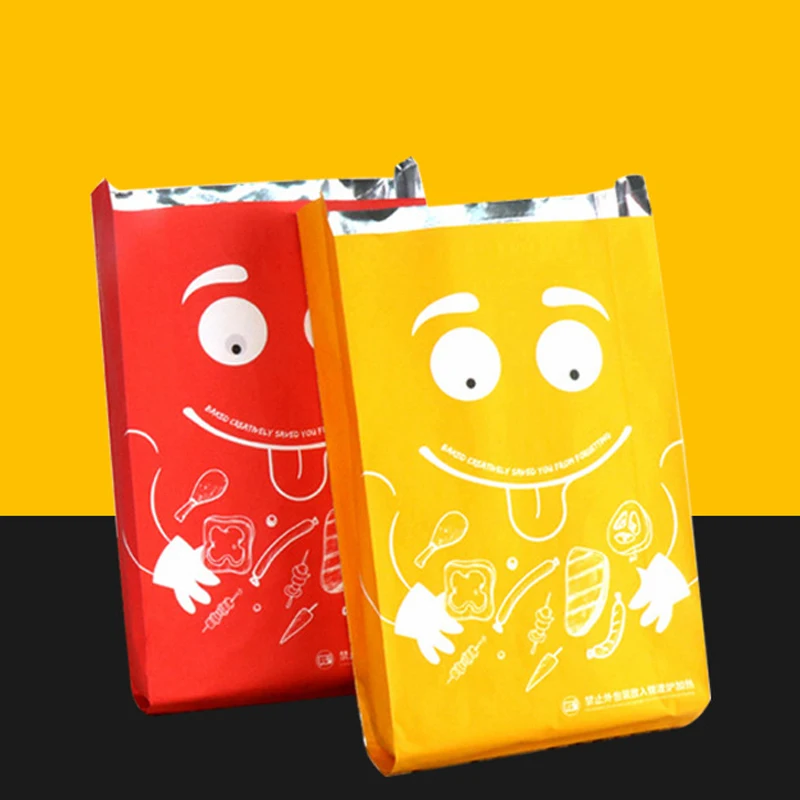 Изготовленные на заказ экологически чистые жиронепроницаемые бумажные пакеты для еды на вынос, упаковка для фаст-фуда, барбекю, жареная курица, барбекю, хот-дог, бумажные пакеты с подкладкой из алюминиевой фольги