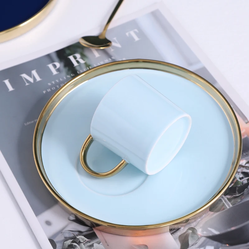 High Quality Mini Tea Cup Gift Box Colorful Glaze Gold Ceramic Cup Home Coffee Cup