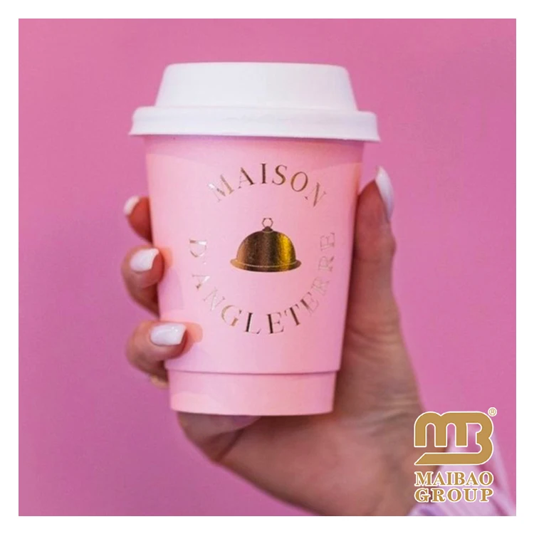 Изготовленный на заказ логотип с двойными стенками, упаковка для горячих напитков, биоразлагаемая, одноразовая, 9 унций, 16 унций, бумажная кофейная чашка, 8 унций