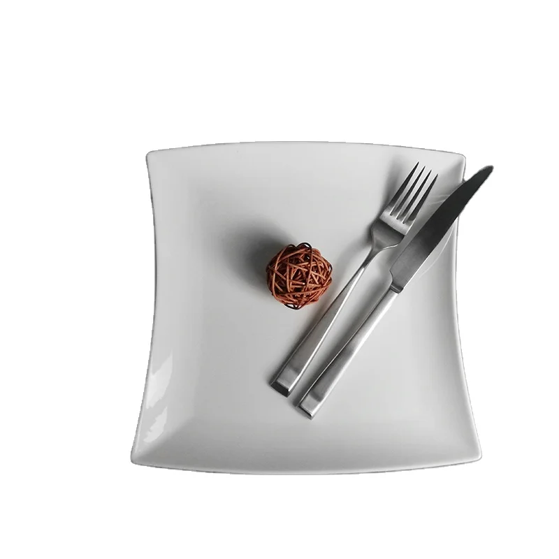 Оптовая торговля тарелками для гостиниц. Фарфоровые квадратные плоские квадратные тарелки.