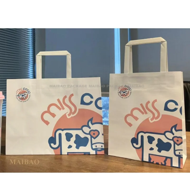 Напечатанный на заказ логотип, дешевая эко-переработка, упаковка для пищевых продуктов, коричневый крафт-бумажный мешок с ручками