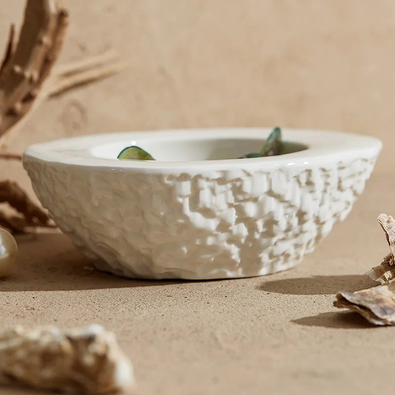 Creative Stone Heat Retaining Bowl White Irregular Shaped Bowl High-End Restaurant Cutlery Bowls