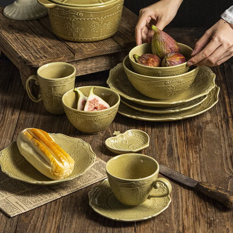 Роскошные кружевные керамические свадебные тарелки неправильной формы, одноразовые экологически чистые наборы посуды для супа, домашнего использования, заполненные рестораны