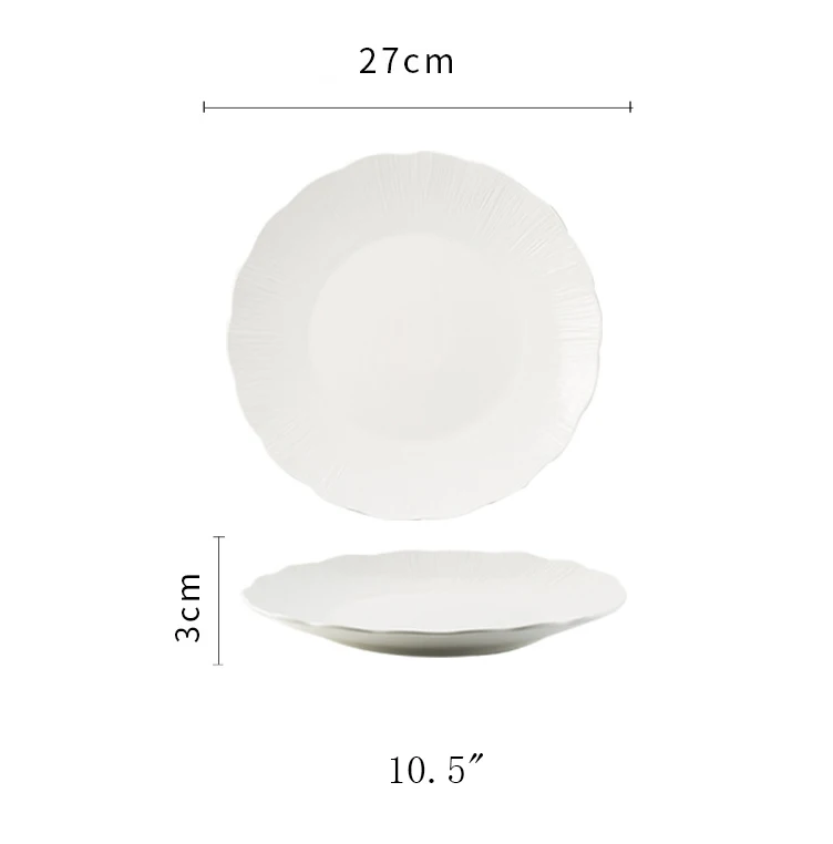 Nordic Style Ceramic Round Plate Dish Sustainable Kitchen Dishes for Party Dinner Set for Service in the Kitchen