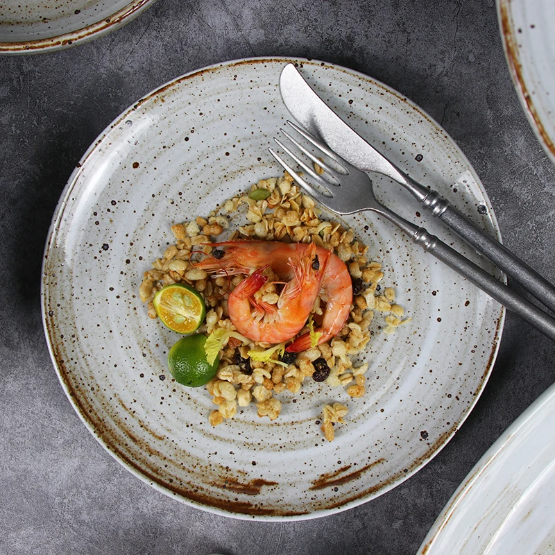 Оптовая продажа, новый дизайн, набор столовой посуды в скандинавском стиле, винтажный набор тарелок, набор столовых тарелок, фарфоровая керамическая посуда