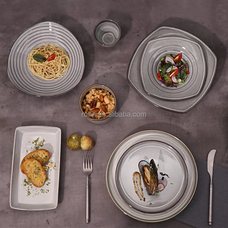 Набор керамических тарелок для ресторана отеля Chaozhou, столовая посуда, фарфоровая керамическая керамическая посуда, тарелки для отелей и ресторанов