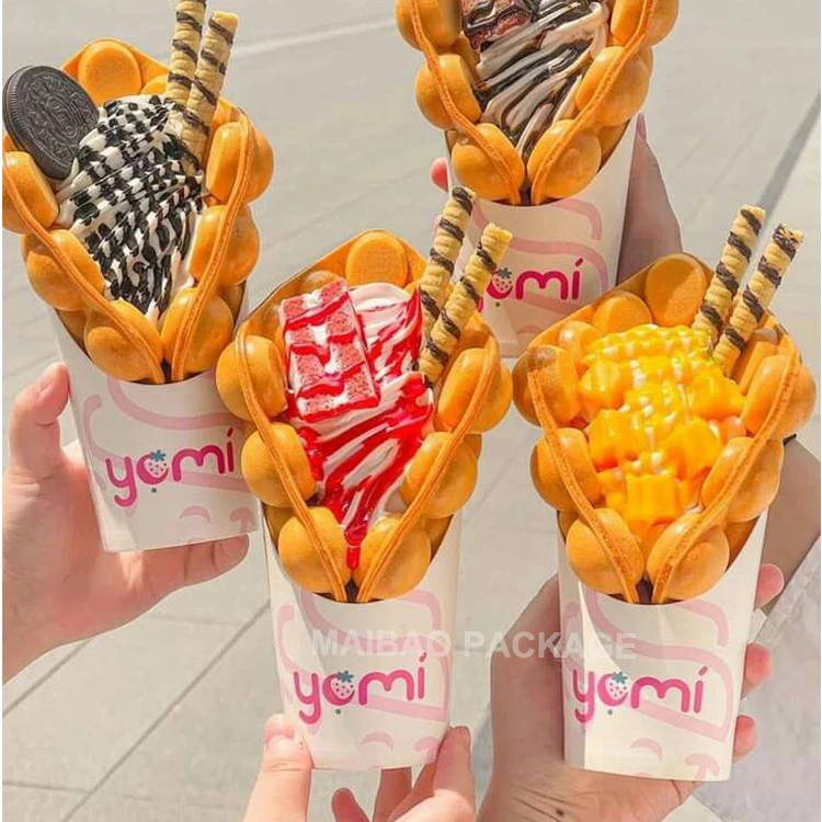 Экологичный одноразовый держатель для бумаги на вынос, упаковка для еды, десертов, эмбаллаж де креп Conos Para блины, персональный вафельный рожок