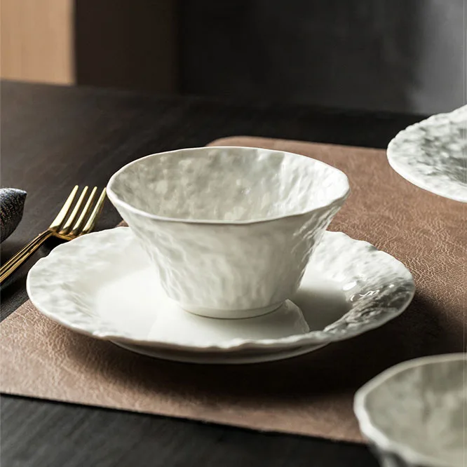 Modern Ceramic Bowl Plate Home Creative White Ceramic Dish Fashion Restaurant Restaurant Plates and Bowl