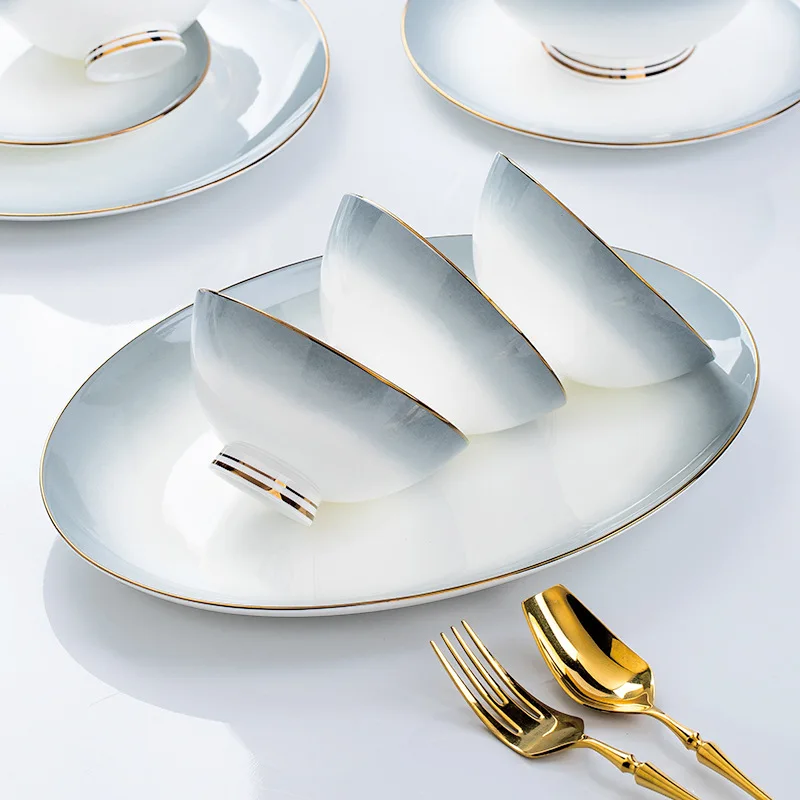 Scandinavian Style Porcelain Gift Set Stoneware Ceramic Bowl and Plate Mug for Home Use Durable Dinnerware Sets