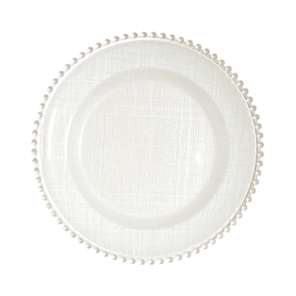 Оптовая торговля модная прозрачная стеклянная зарядная пластина из бисера для свадьбы