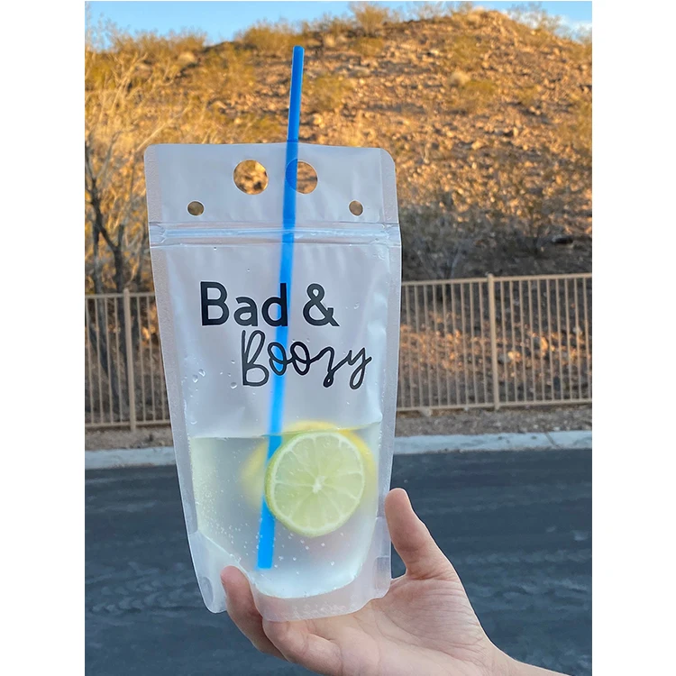 Индивидуальный логотип Биоразлагаемый стоячий молния Ziplock Упаковка для холодного замораживания Упаковка для желе и сока Пакет для жидкости Многоразовый пластиковый пакет для напитков