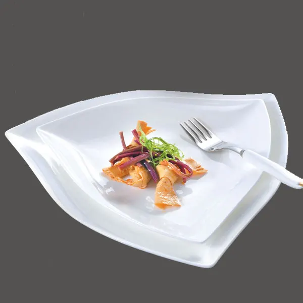 Мода Специальный дизайн Форма Белая тарелка Ресторанная посуда Ужин Керамическая сервировочная тарелка Кейтеринг Шведский стол Наборы посуды