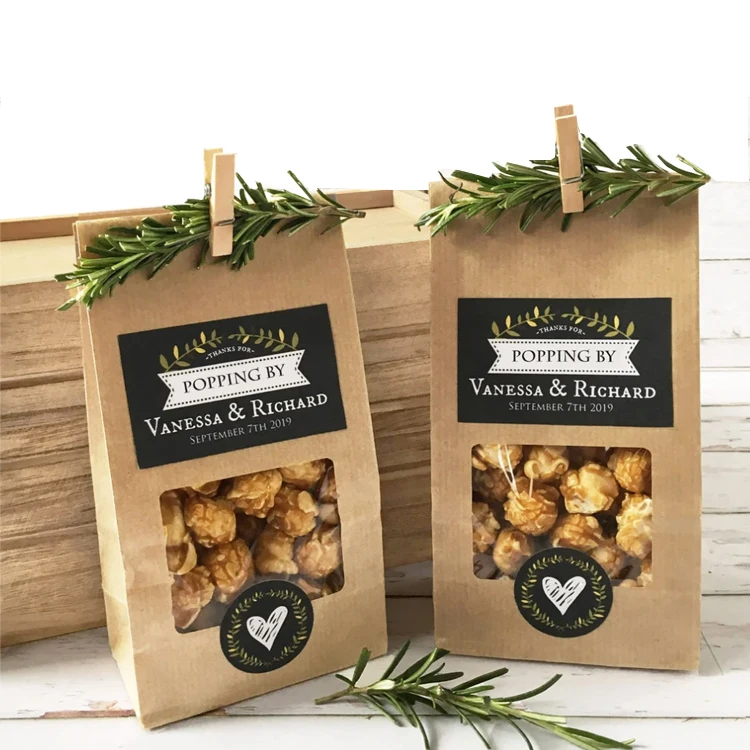 Напечатанный на заказ пищевой экологически чистый розничный коричневый крафт-попкорн упаковывающий бумажный пакет для картофельных чипсов с оловянным галстуком
