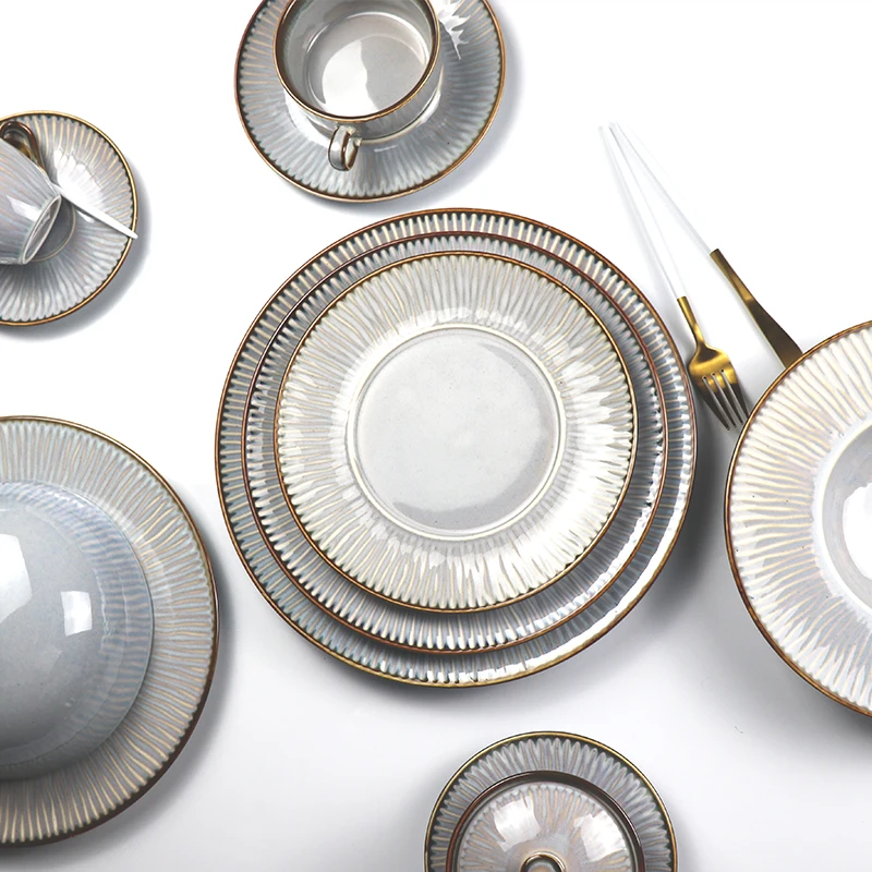 Керамическая тарелка, набор обеденной посуды, скандинавские блюда и тарелки, безопасные для микроволновой печи, фарфоровые наборы посуды, фарфоровая тарелка для ужина