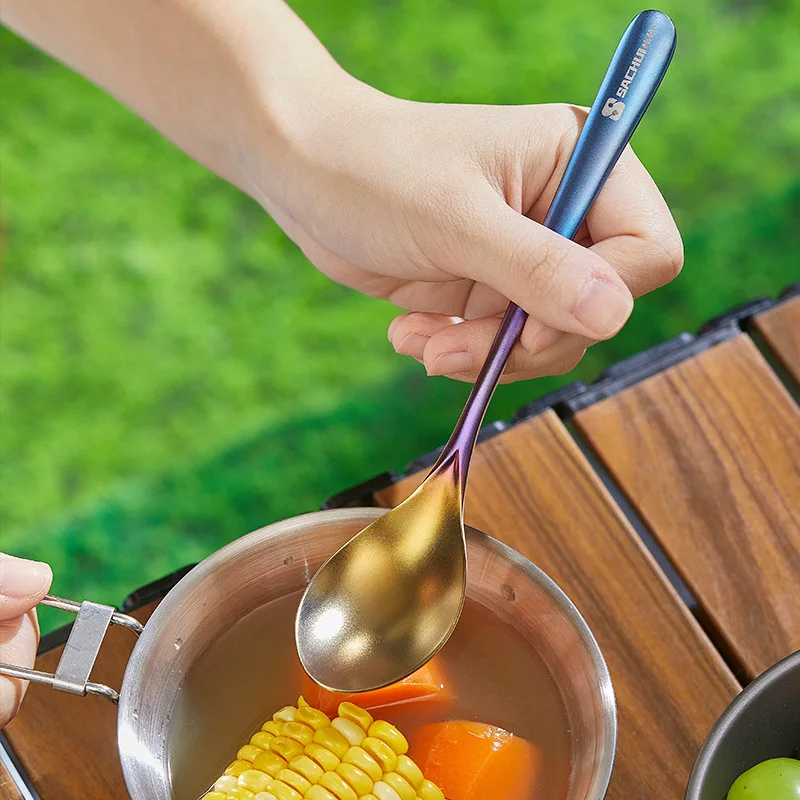 Портативный набор столовых приборов из чистого титана, ложка, вилка, палочки для еды, уличная посуда для пикника и кемпинга, набор из 3 предметов