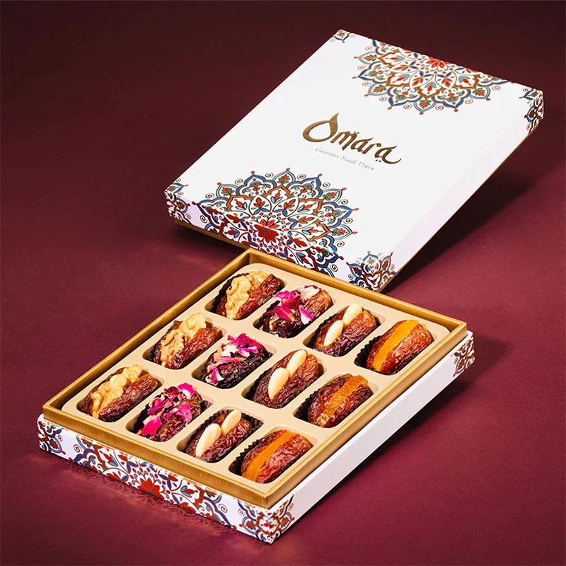 Пользовательские пустые коробки для шоколадных конфет Ближнего Востока Белый Роскошный картон Подарочная упаковка Коробка Ассорти Пахлава Бумажная коробка для свидания