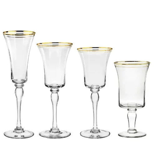 Гуанчжоу винтажная роскошная свадебная стеклянная посуда с кристаллами и золотой оправой, бокалы для вина, емкость 500 мл, цветное стекло для шампанского, прозрачное
