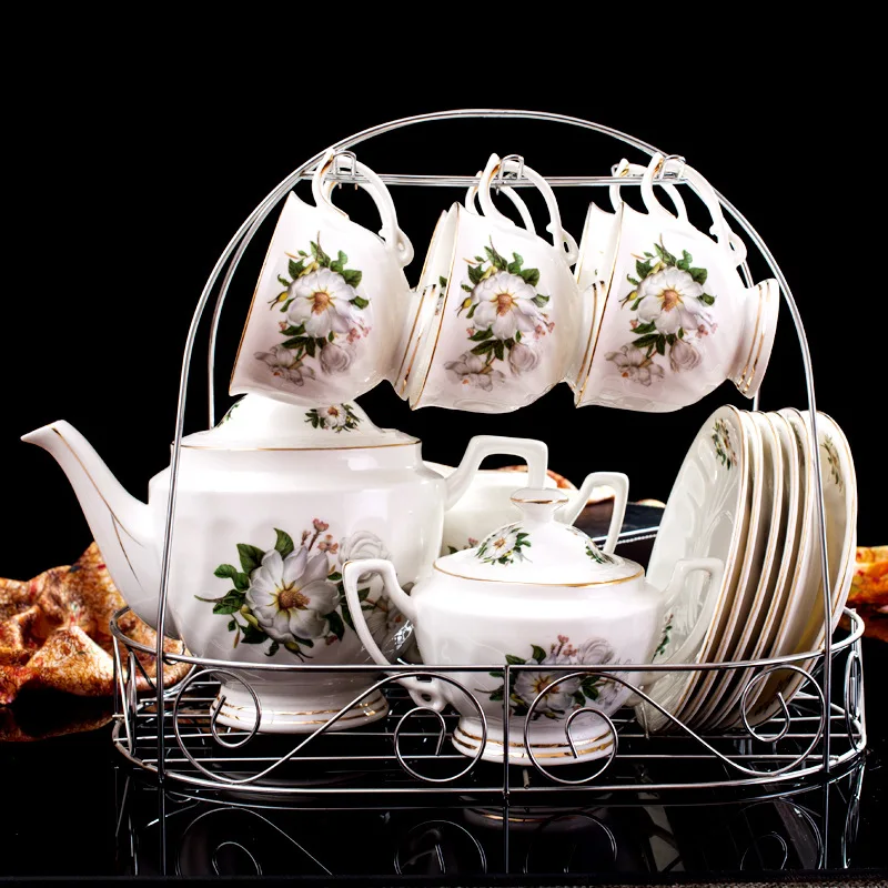 Hot Sale New Design Elegant Design Promotion Exquisite Decal Craft Porcelain Tea Coffee Set