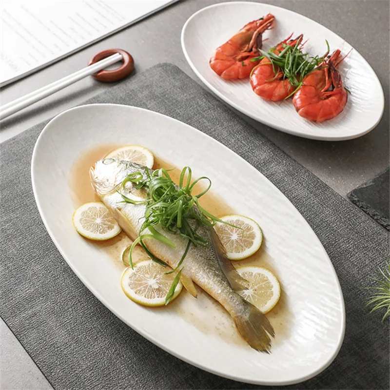 High Quality Simple Black White Dinner Plates Big Oval Western Food Soup Plate Bowl Deep Dish Straw Hat High-Grade Western Bowls