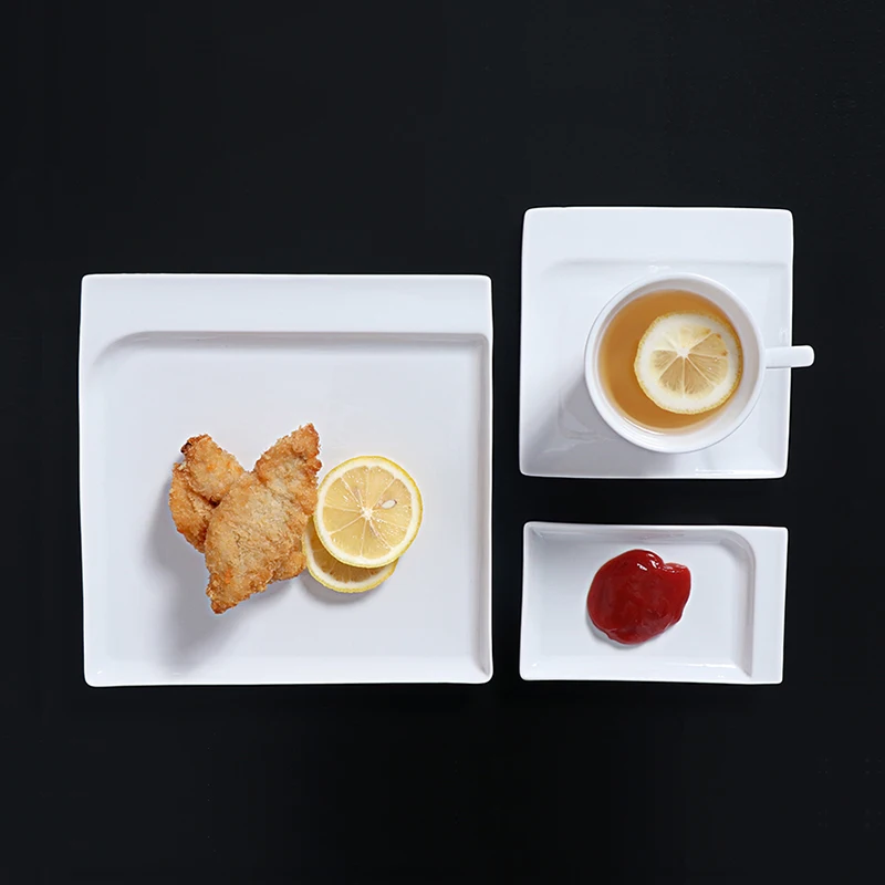 Тарелки ресторана керамической посуды по индивидуальному заказу поставщика белые с изготовленным на заказ логотипом Белые сервировочные тарелки для общественного питания