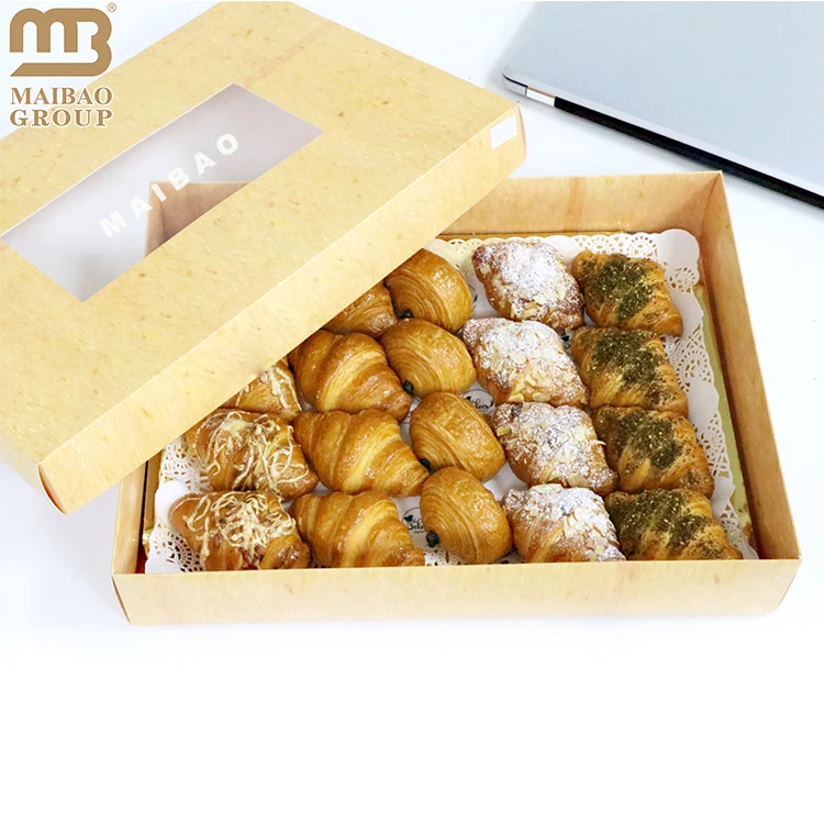 Изготовленная на заказ смешанная коробка для печенья Petit Croissant, шоколадное печенье, крафт-бумага, коробка для десерта, упаковка для кейтеринга, коробка для сырного ассорти