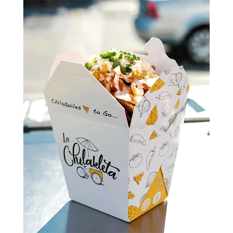 Одноразовая упаковка для устриц в ресторане на заказ, контейнер для устриц, крафт-бумага, коробка для китайской еды, лапши с проволочной ручкой