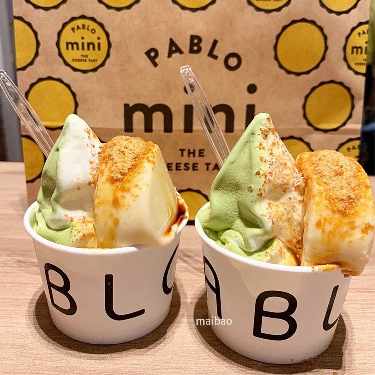 Пользовательский логотип Белая бумага Миска для мороженого Фруктовое мороженое Упаковка замороженного йогурта Контейнер для пищевых продуктов Одноразовый бумажный стаканчик для мороженого Бумажный стакан