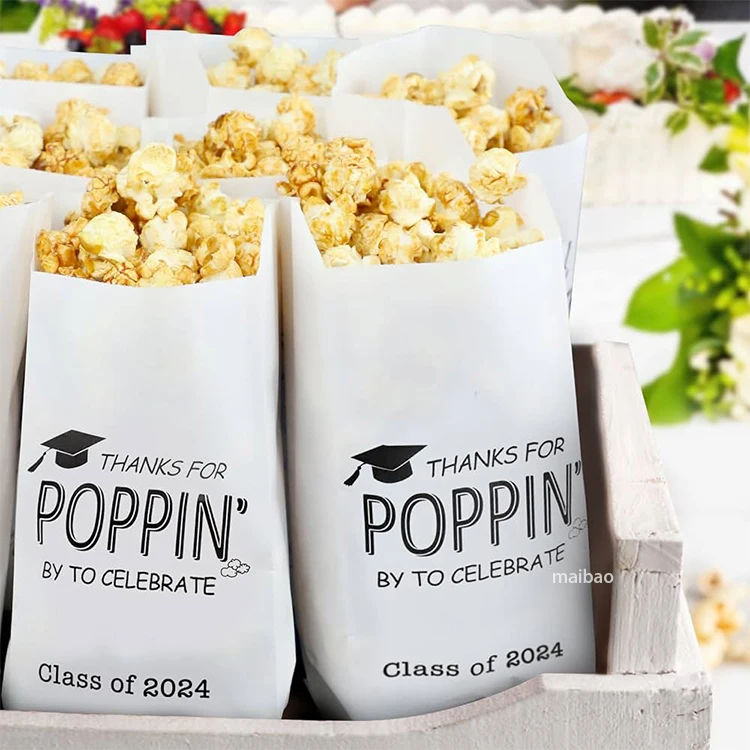 Пакеты с индивидуальным логотипом для свадебной вечеринки, белые пакеты с подарками на день рождения, коричневые пончики из крафт-бумаги, попкорн, маленькие бумажные пакеты, сладости