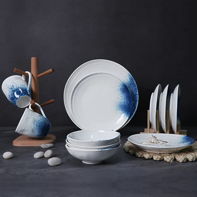 Фарфоровый набор посуды, сервировочные миски и тарелки, набор тарелок, набор столовой посуды для ресторана, гостиницы