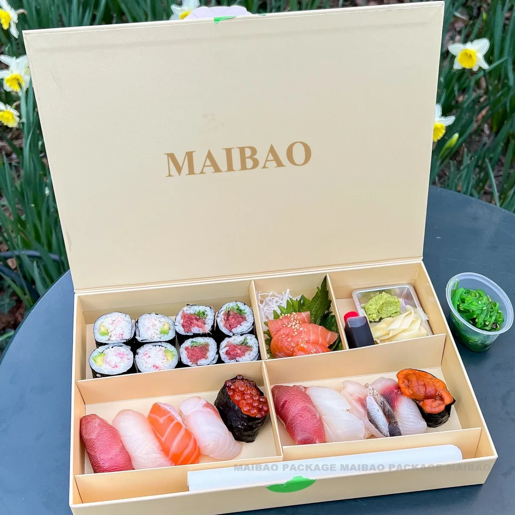 Одноразовая биоразлагаемая белая крафт-бумага с индивидуальным логотипом, картонная доска для обеда, упаковка для еды на вынос, коробка для суши и бенто