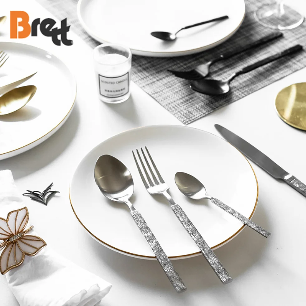 Новое поступление, набор столовых приборов из нержавеющей стали со специальной ручкой, позолоченный