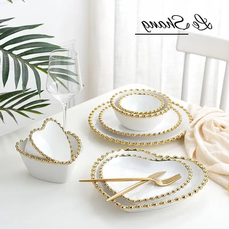 European Style Luxury Snack  Ceramic Plate Living Room Coffee Table Fruit Plate Dinner Plates Ceramic Set Luxury