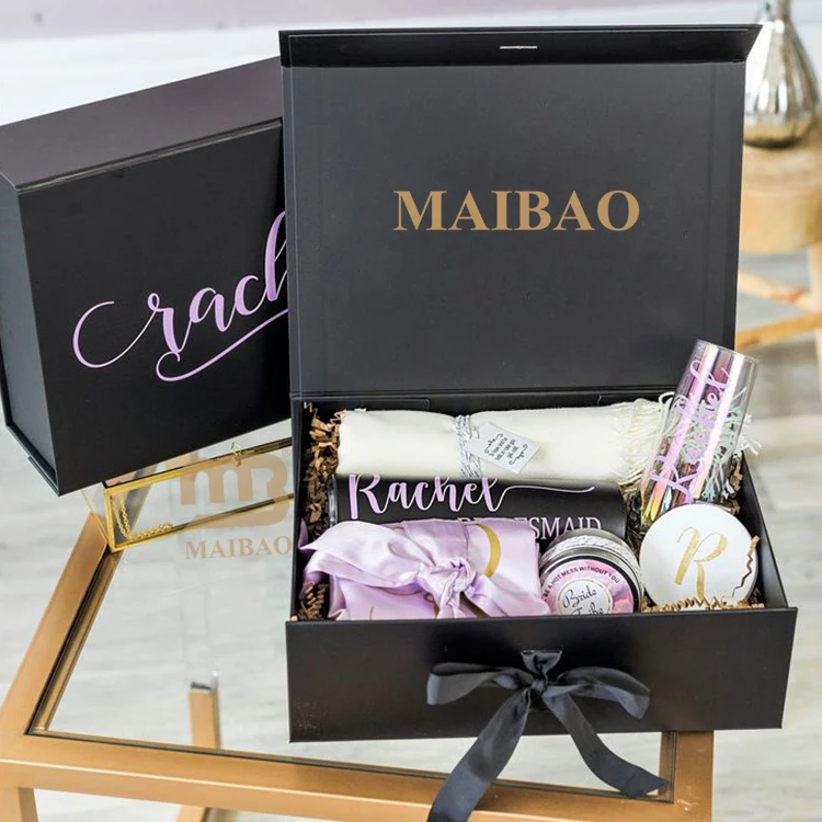 Черная роскошная подарочная коробка с магнитной застежкой, складная косметическая упаковка, коробка для ухода за кожей, индивидуальный логотип, жесткая картонная коробка для одежды, бумажная коробка