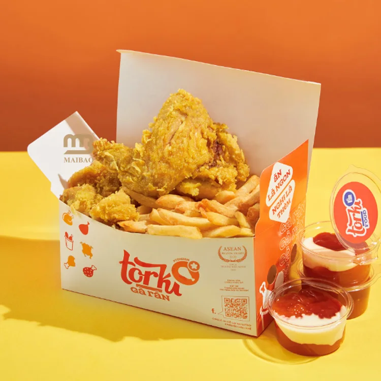 Упаковка для пищевых продуктов на заказ, коробки для курицы на вынос, коробка для картофеля фри, гамбургеров, куриных наггетсов, коробка для фаст-фуда, контейнер