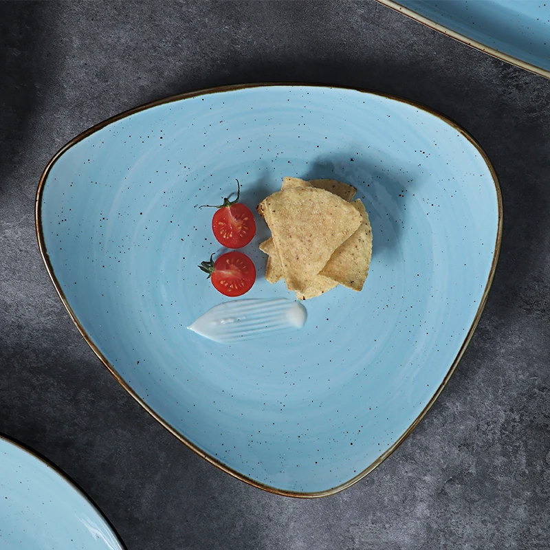 Тайская посуда, тарелки для закусок, геометрические обеденные тарелки, керамические тарелки для ресторана, столовая посуда