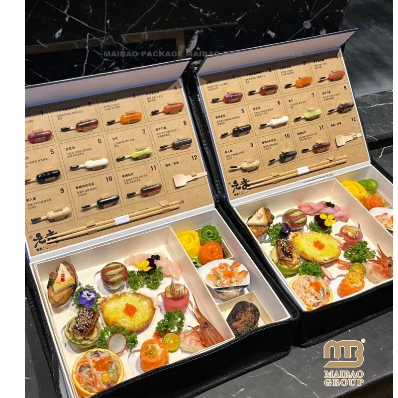 Экологически чистая биоразлагаемая упаковка из крафт-бумаги для обеда, бенто, доставка еды, упаковка на заказ, роскошная коробка для суши на вынос