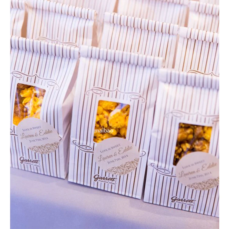 Изготовленная на заказ маслостойкая упаковочная сумка для поп-корна с оловянной завязкой, пищевые крафт-мешки для закусок, сумка для попкорна, печенья, хлеба, бумага с окном