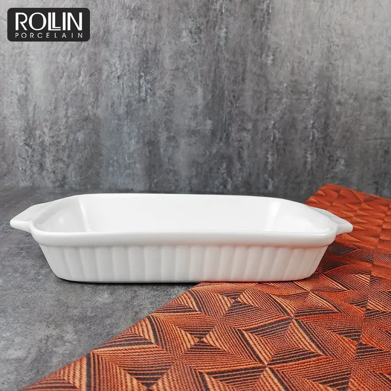 Новые поступления, фарфоровая форма для выпечки, прямоугольная керамическая форма для выпечки с ручками